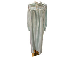 NWT Barbizon Vintage Cuddleskin Blue Satin Brushed Cotton Princess Nightgown MED